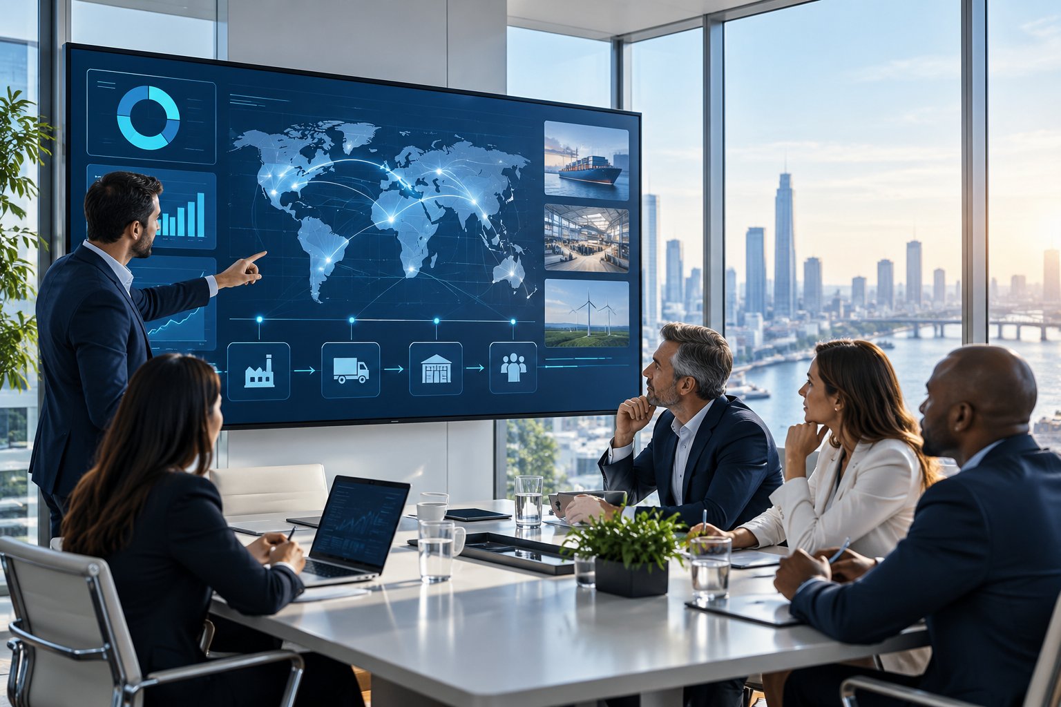 Business leaders and ERP consultants planning connected operations